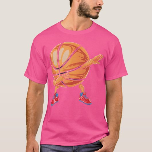 Dabbing Basketbal Sinaasappel Sport Speler Fun Hip T-shirt (Voorkant)