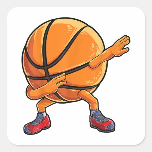 Dabbing Basketball Ball Funny Boys Mannen Sport Vierkante Sticker (Voorkant)