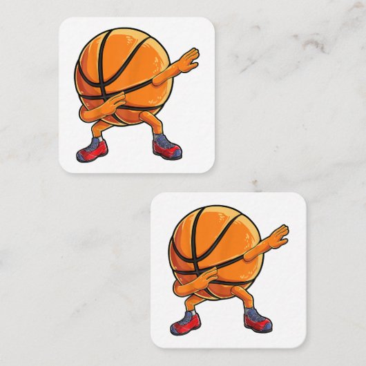 Dabbing Basketball Ball Funny Boys Mannen Sport Vierkante Visitekaartje (Voorkant / Achterkant)