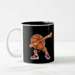 Dabbing Basketball Ball Funny Sports Player Tweekleurige Koffiemok