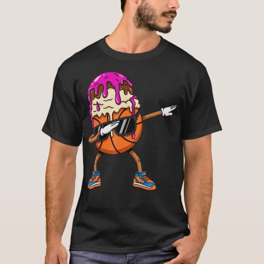 Dabbing Basketball Drip Ice Cream T-shirt (Voorkant)
