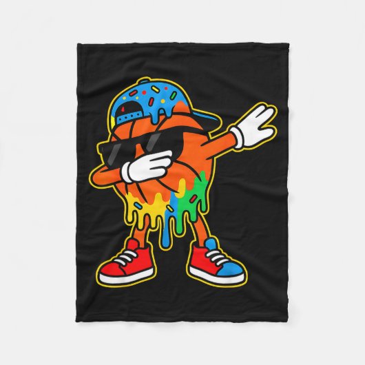 Dabbing Basketball Ice Cream Drip Boys Basketball  Fleece Deken (Voorkant)