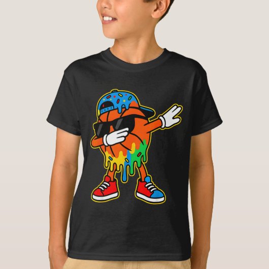 Dabbing Basketball Ice Cream Drip Boys Basketball  T-shirt (Voorkant)