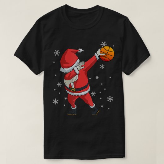 Dabbing Basketball Santa Claus kerstcadeau T-shirt (Design voorkant)