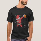 Dabbing Basketball Santa Claus kerstcadeau T-shirt (Voorkant)