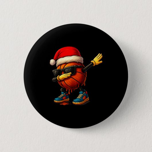 Dabbing Basketball Sungles Funny Christmas Tee Boy Ronde Button 5,7 Cm (Voorkant)