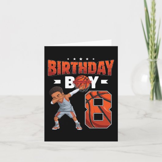 Dabbing Basketbalspeler 8 Jaar Oude Jongen 8e Verj Kaart (Voorkant)
