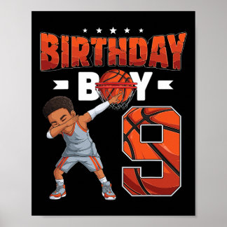 Dabbing basketbalspeler 9 jaar oud jongen 9e geboo poster
