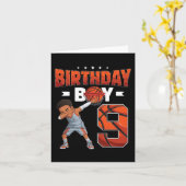 Dabbing Basketbalspeler 9 Jaar Oud Jongen 9e Verja Kaart (Gele Bloem)