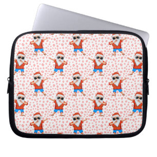 Dabbing Beach Santa Claus in a Aloha Shirt met Re Laptop Sleeve