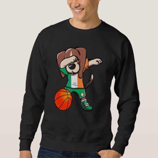 Dabbing Beagle Dog Ierland Jersey Irish Basketball Trui (Voorkant)