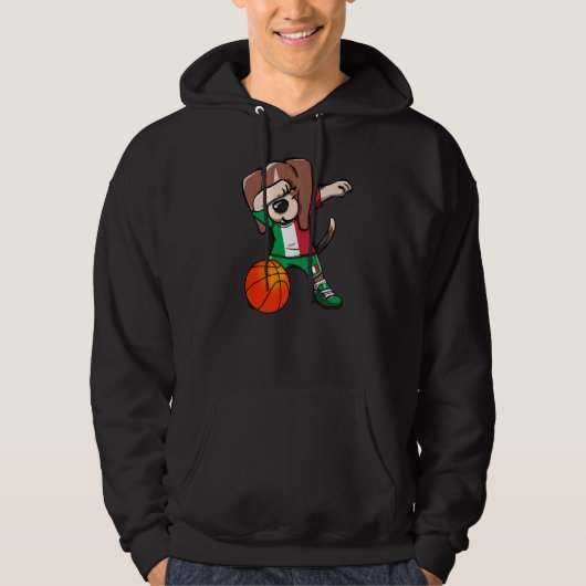 Dabbing Beagle Dog Italië Jersey Italiaans Basketb Hoodie (Voorkant)