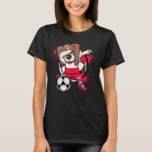 Dabbing Beagle Dog Polen Voetbal Fans Jersey Voetb T-shirt (Voorkant)
