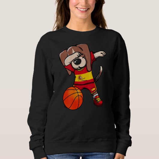 Dabbing Beagle Dog Spanje Jersey Spaans Basketball Trui (Voorkant)