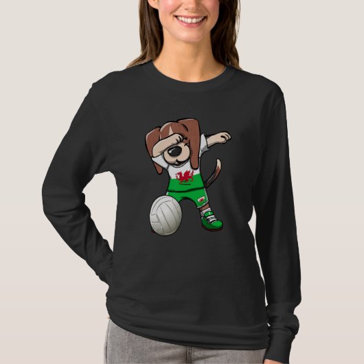 Dabbing Beagle Dog Wales Jersey Welsh Volleyball F T-shirt (Voorkant)