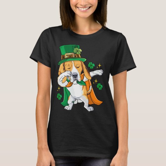 Dabbing Beagle Leprechaun St Patricks Day T-shirt (Voorkant)