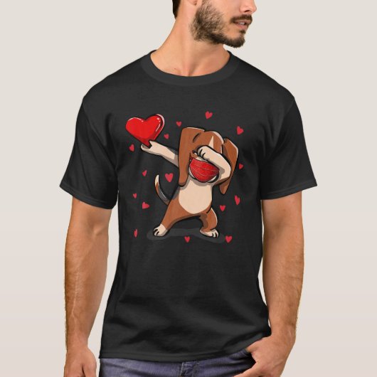 Dabbing Beagle met gezichtsmasker Funny Valentijns T-shirt (Voorkant)