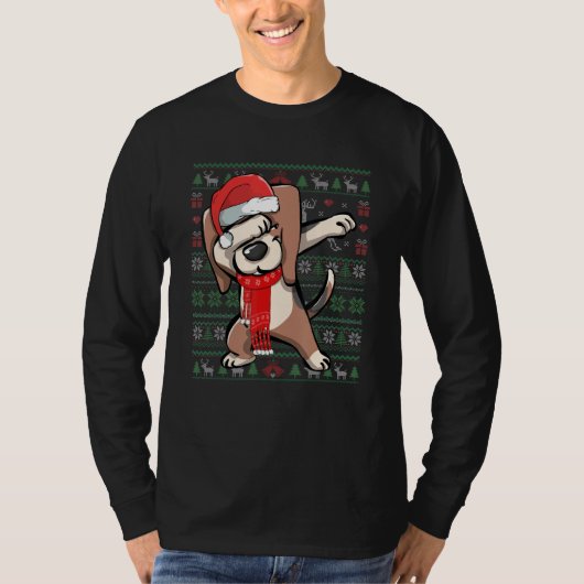 Dabbing Beagle Ugly KerstSweater Funny Party T-shirt (Voorkant)