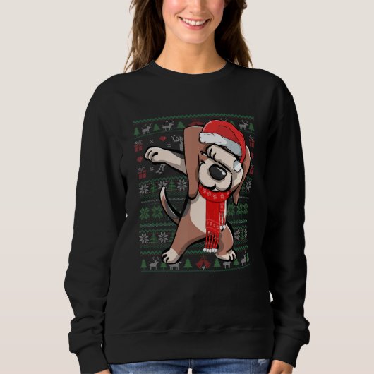 Dabbing Beagle Ugly KerstSweater Funny Party Trui (Voorkant)