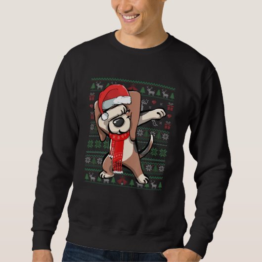 Dabbing Beagle Ugly KerstSweater Funny Party Trui (Voorkant)