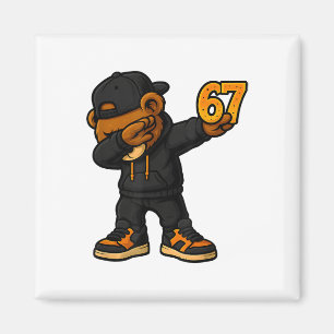 Dabbing Beer 67 Meme Grappig Brainrot Hip Hop Kind Magneet