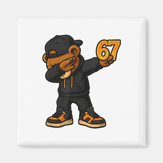 Dabbing Beer 67 Meme Grappig Brainrot Hip Hop Kind Magneet (Voorkant)