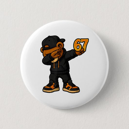 Dabbing Beer 67 Meme Grappige Brainrot Hip Hop Kin Ronde Button 5,7 Cm (Voorkant)