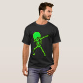 Dabbing Big Head Skeleton Neon Glow Funny T-shirt (Voorkant volledig)