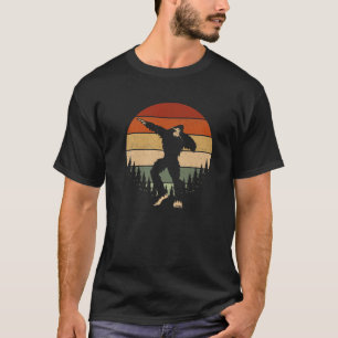 Dabbing Bigfoot Retro Sunset Funny Sasquat T-shirt