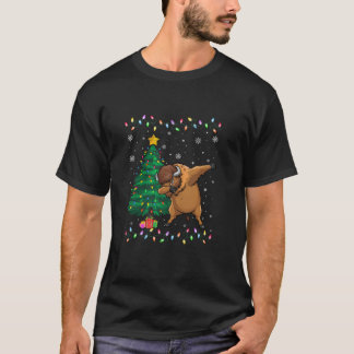 Dabbing Bison Xmas Tree Lights Ugly Christmas Swea T-shirt