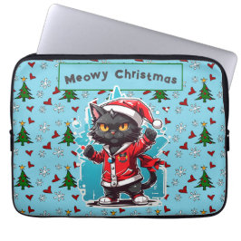 Dabbing Black Cat: Meowy Kerstfeesten Laptop Sleeve