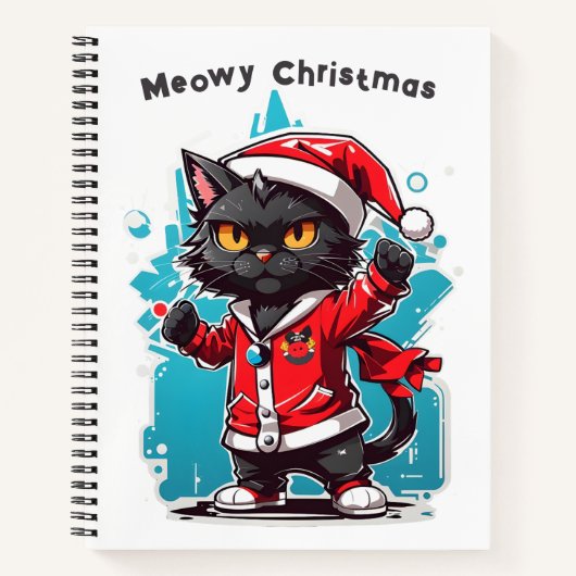 Dabbing Black Cat: Meowy Kerstfeesten Notitieboek (Voorkant)
