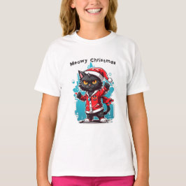 Dabbing Black Cat: Meowy Kerstfeesten T-shirt