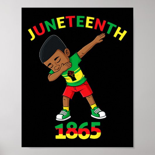 Dabbing Black King Juneteenth 1865 Brown Skin Boys Poster (Voorkant)