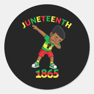 Dabbing Black King Juneteenth 1865 Brown Skin Boys Ronde Sticker