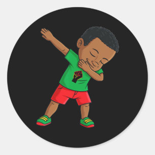 Dabbing Black King Juneteenth Boys Kinder Dab Ronde Sticker