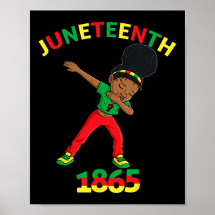 Dabbing Black Princess Juneteenth 1865 Bruine huid Poster