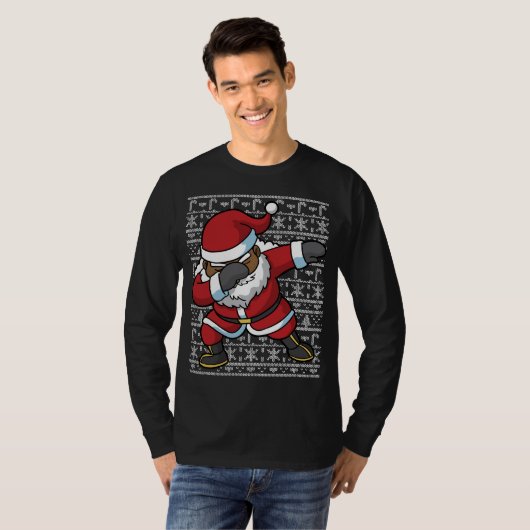 Dabbing Black Santa Dab Ugly KerstSweater T-shirt (Voorkant volledig)
