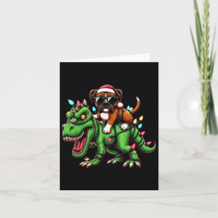 Dabbing Boxer Dog Xmas Lights Dinosaur T Rex Kinde Kaart