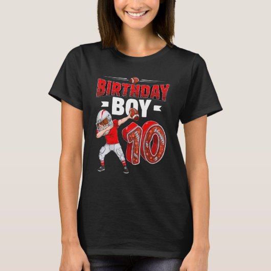 Dabbing Boy 10 jaar oud Amerikaans Football 10th B T-shirt (Voorkant)
