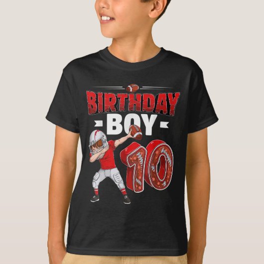 Dabbing boy 10 jaar oud Amerikaans football 10th b T-shirt (Voorkant)