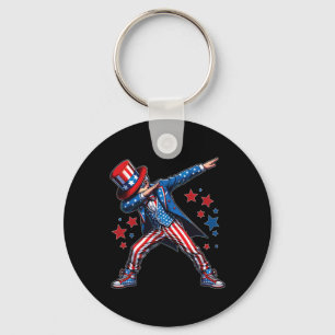 Dabbing Boy 4th van juli Amerikaanse vlag USA Boys Sleutelhanger