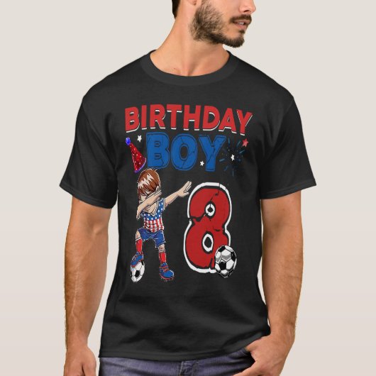 Dabbing Boy 8 jaar Soccer Football Player 8th Birt T-shirt (Voorkant)