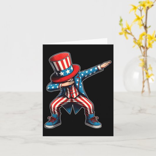 Dabbing Boy Amerikaanse vlag US Patriottisch 4 jul Kaart (Gele Bloem)