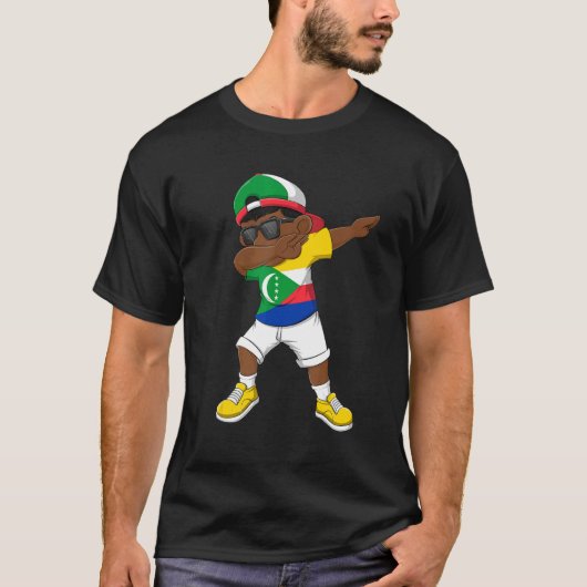 Dabbing Boy Comoros Flag Kinder Dab Dance T-shirt (Voorkant)