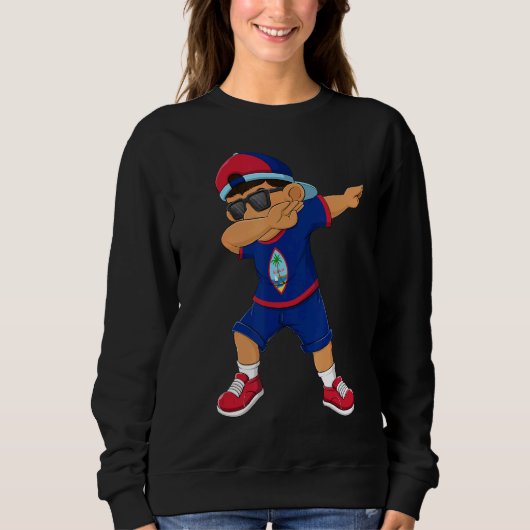Dabbing Boy Guam Flag Kinder Dab Dance Trui (Voorkant)