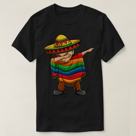 Dabbing Boy Mexican Poncho Cinco de Mayo Sombrero  T-shirt (Design voorkant)
