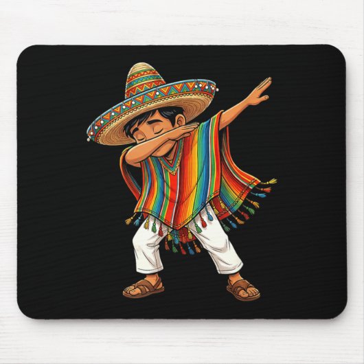 Dabbing Boy Sombrero Serape Cinco de Mayo Feest Muismat (Voorkant)