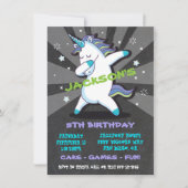 Dabbing Boy Unicorn Birthday Party Invitation Kaart (Voorkant)