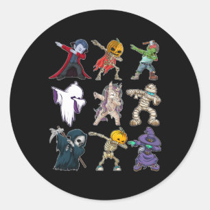 Dabbing Boys Halloween Pompoen Skelet Kinder Pumpk Ronde Sticker